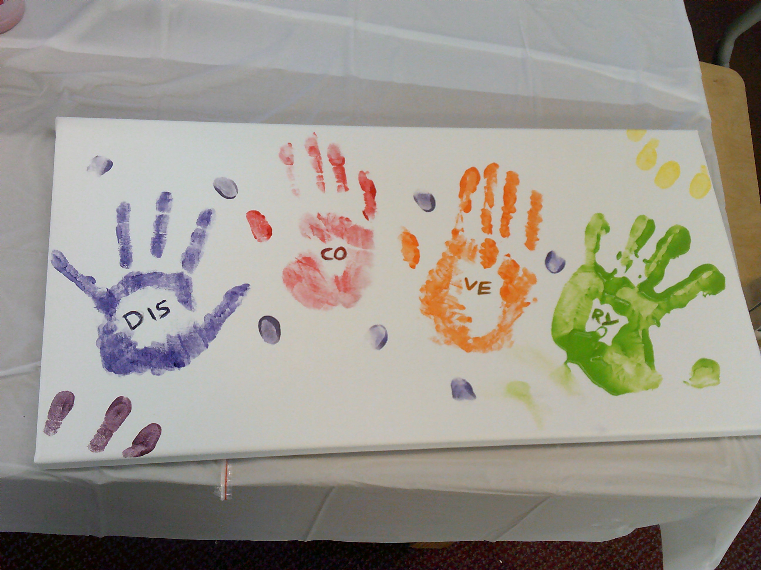 coloured paint hand prints